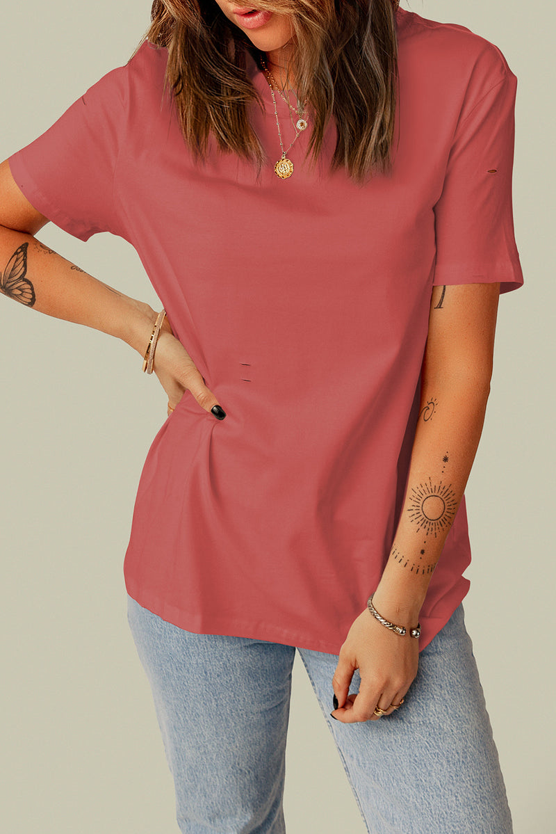 Distressed Round Neck Tee