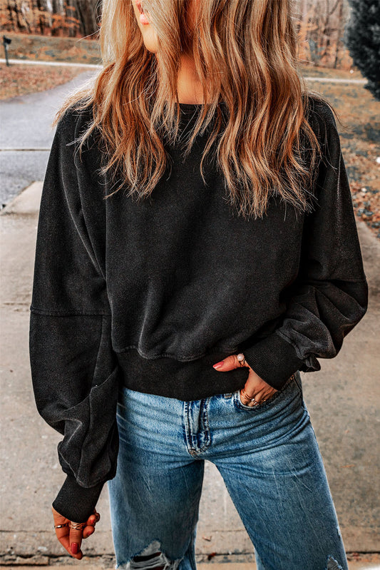 Round Neck Open Back Sweatshirt